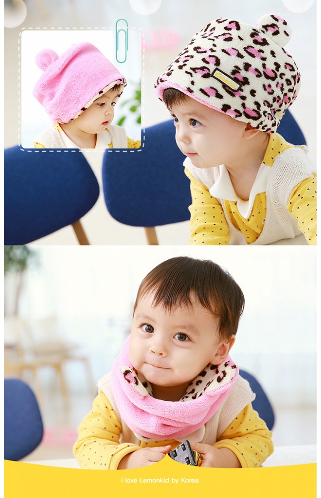 หมวกเสือดาวผ้ากำมะหยี่ ใส่ได้ทั้งเป็นหมวกสวมและเป็นผ้าสวมคอ Lemonkid