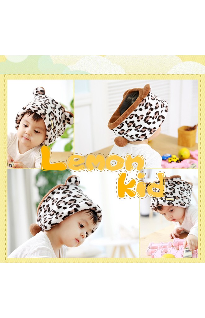 หมวกเสือดาวผ้ากำมะหยี่ ใส่ได้ทั้งเป็นหมวกสวมและเป็นผ้าสวมคอ Lemonkid
