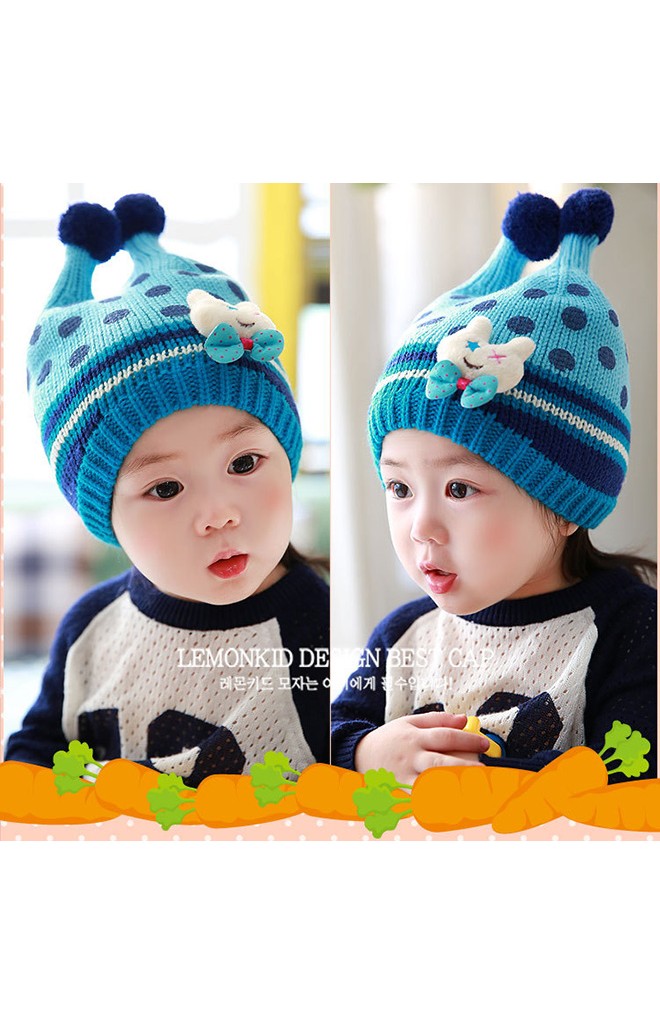 หมวกไหมพรมกระต่ายลายจุด จาก Lemonkid