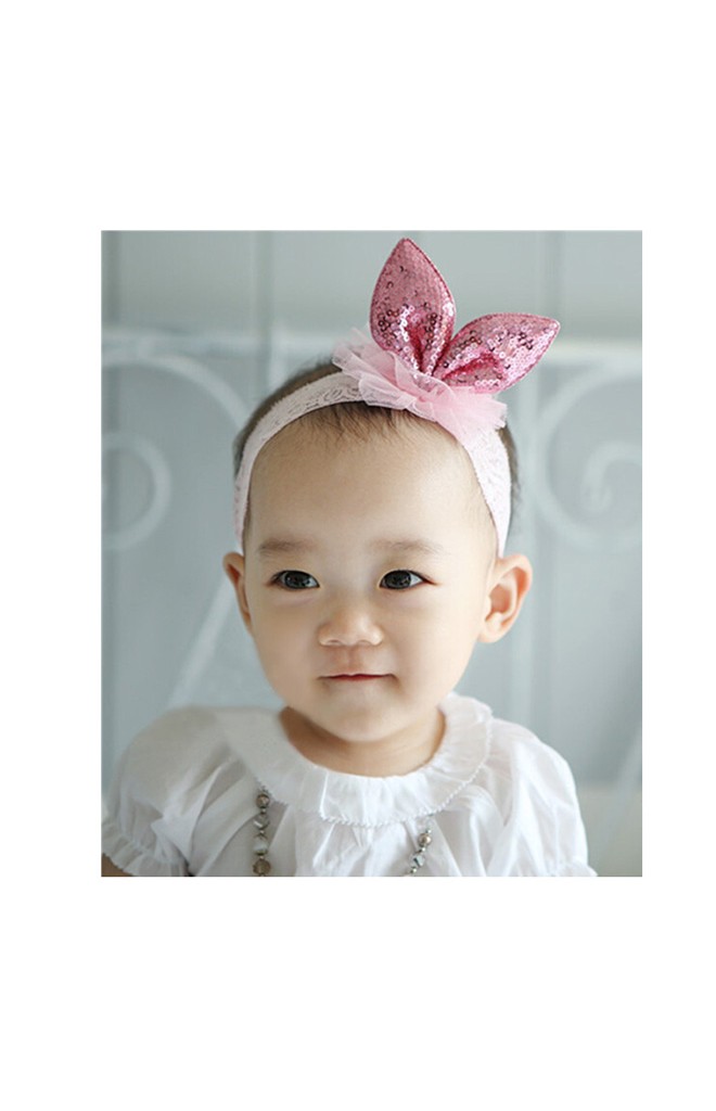 สายคาดผมหูกระต่ายแต่งระบายน่ารักๆ
