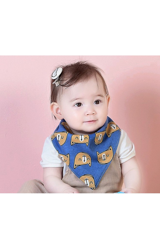 ผ้ากันเปื้อนสามเหลี่ยมเด็กลายลูกศร อีกด้านลายหมี