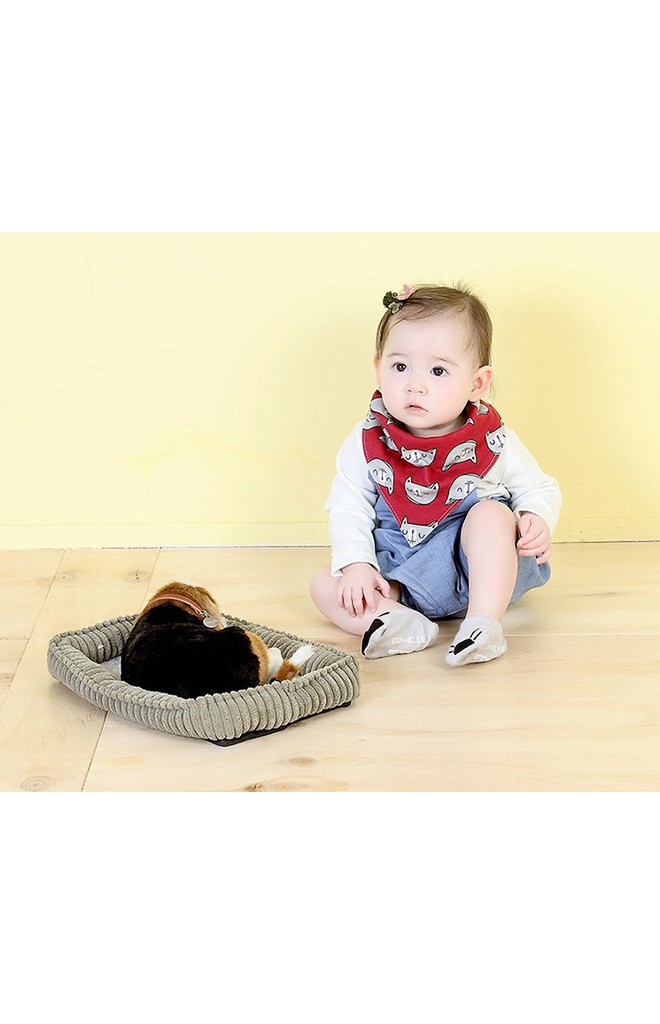 ผ้ากันเปื้อนสามเหลี่ยมเด็กลายลูกศร อีกด้านลายหมี