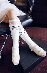 ถุงเท้าเด็กหญิงแบบยาวลายหน้าแมว
