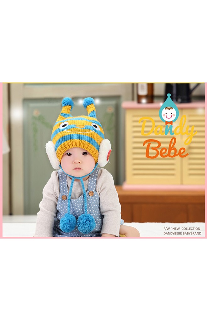 หมวกไหมพรมผึ้ง มีสายห้อยปอมปอม DANDYBEBE