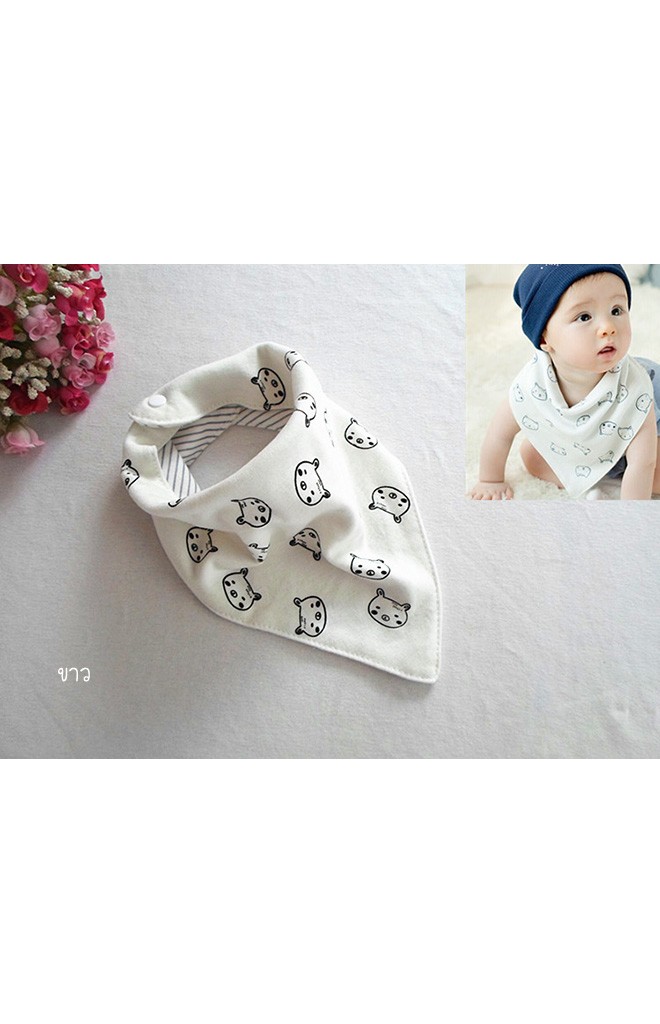 ผ้ากันเปื้อนสามเหลี่ยมเด็กลายลูกหมูน่ารัก
