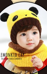 เซ็ตหมวกไหมพรมหมีแพนด้ามาพร้อมผ้าสวมคอ Lemonkid