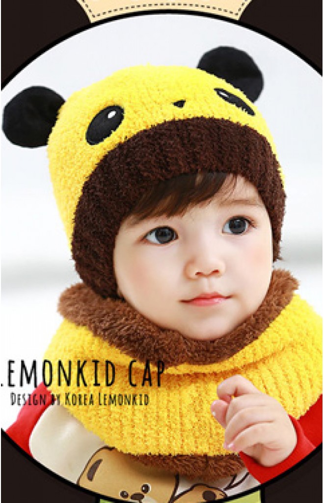 เซ็ตหมวกไหมพรมหมีแพนด้ามาพร้อมผ้าสวมคอ Lemonkid เซ็ตหมวกไหมพรมหมีแพนด้ามาพร้อมผ้าสวมคอ Lemonkid