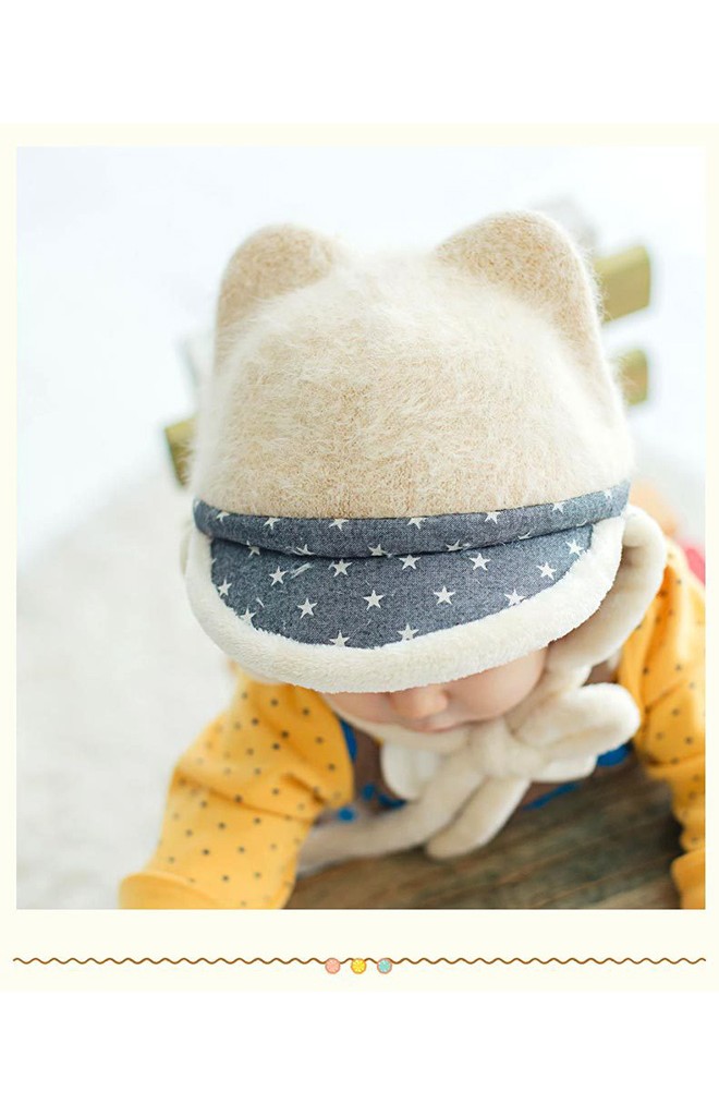 หมวกแก๊ปมีหูกันหนาว ปีกแก๊ปลายดาว จาก Lemonkid
