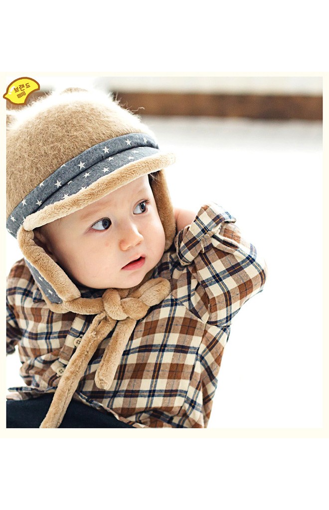 หมวกแก๊ปมีหูกันหนาว ปีกแก๊ปลายดาว จาก Lemonkid