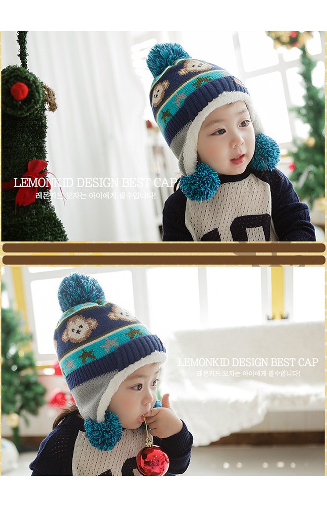 หมวกไหมพรมเด็กใส่กันหนาวลายลิง Lemonkid