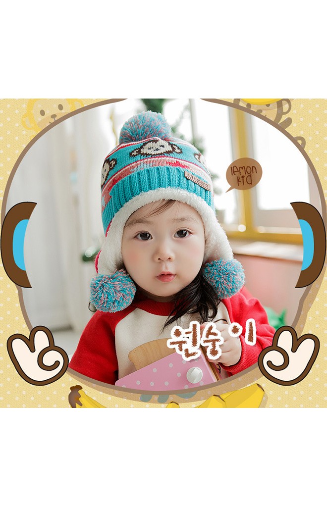 หมวกไหมพรมเด็กใส่กันหนาวลายลิง Lemonkid
