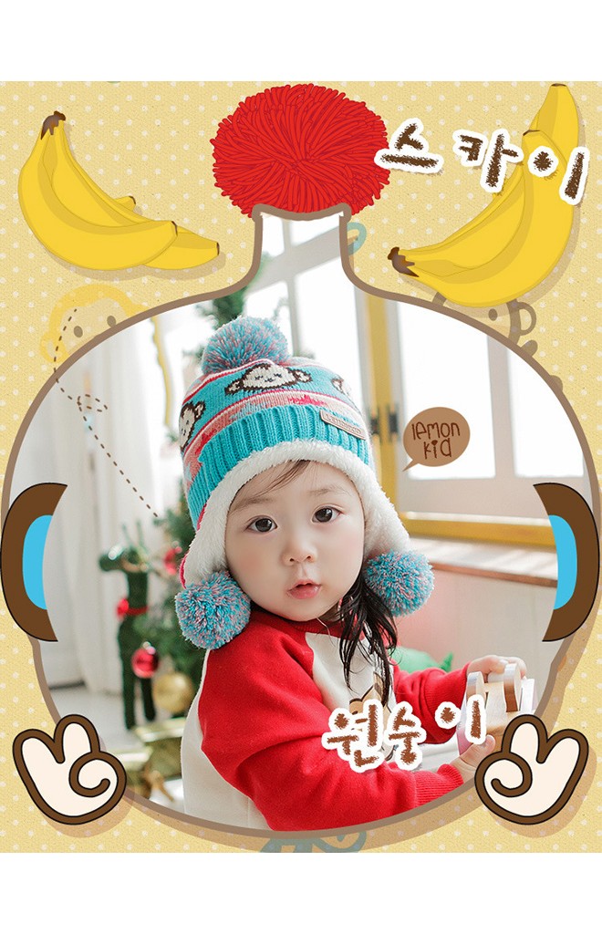 หมวกไหมพรมเด็กใส่กันหนาวลายลิง Lemonkid