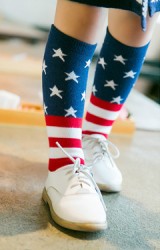 ถุงเท้าเด็กลายธงชาติอเมริกา แบบยาว ไม่มีกันลื่น