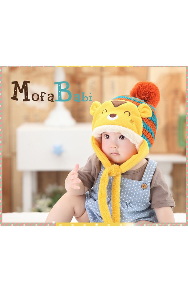 หมวกไหมพรมเด็กหน้าหมี จาก MOFABABI
