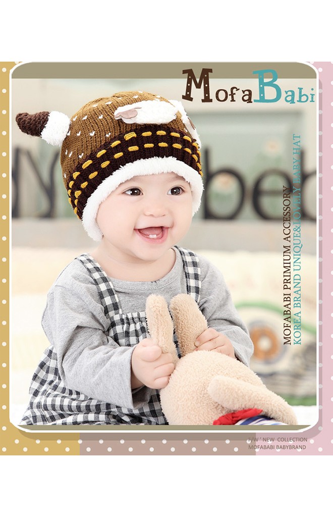 หมวกไหมพรมมีเขา แต่งรูปแกะแม่ลูกน่ารัก MOFABABI