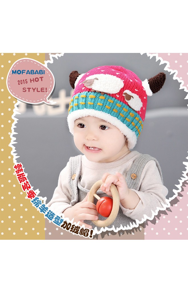 หมวกไหมพรมมีเขา แต่งรูปแกะแม่ลูกน่ารัก MOFABABI