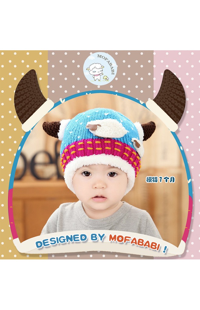 หมวกไหมพรมมีเขา แต่งรูปแกะแม่ลูกน่ารัก MOFABABI