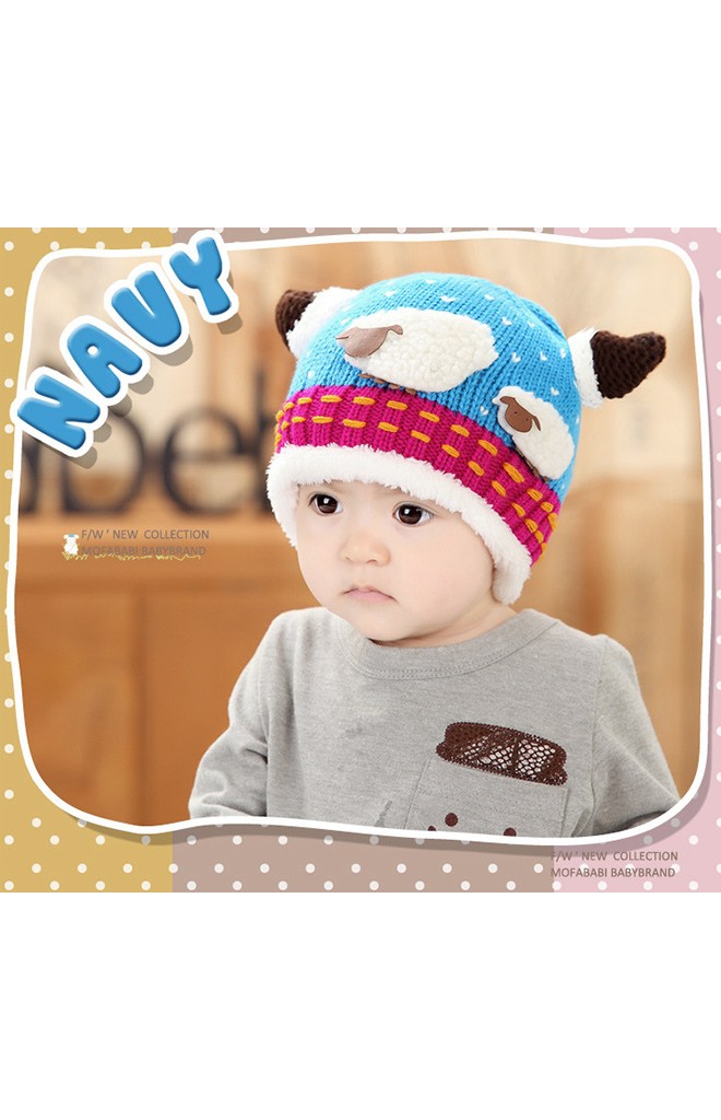 หมวกไหมพรมมีเขา แต่งรูปแกะแม่ลูกน่ารัก MOFABABI