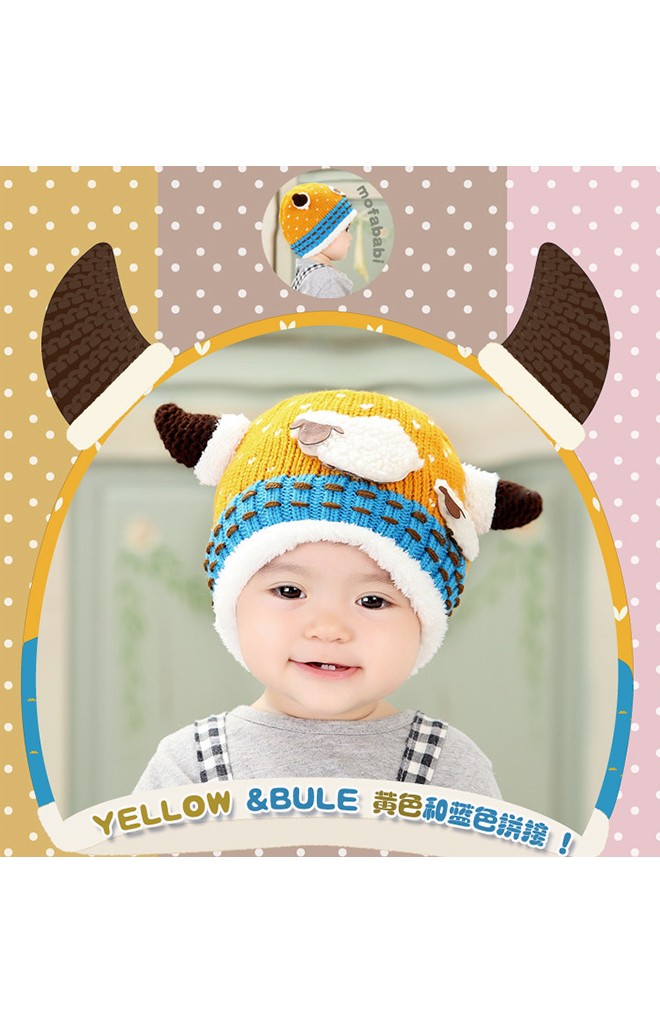 หมวกไหมพรมมีเขา แต่งรูปแกะแม่ลูกน่ารัก MOFABABI