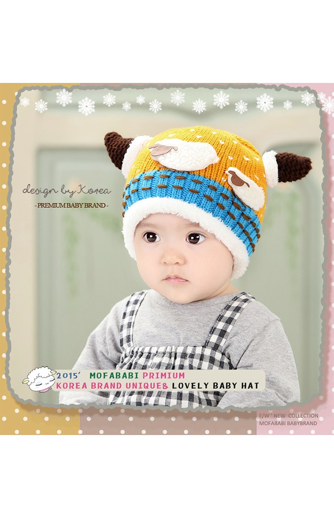 หมวกไหมพรมมีเขา แต่งรูปแกะแม่ลูกน่ารัก MOFABABI