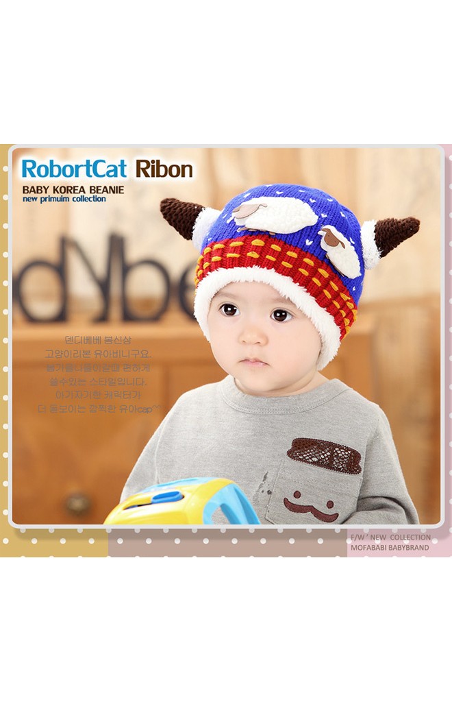 หมวกไหมพรมมีเขา แต่งรูปแกะแม่ลูกน่ารัก MOFABABI
