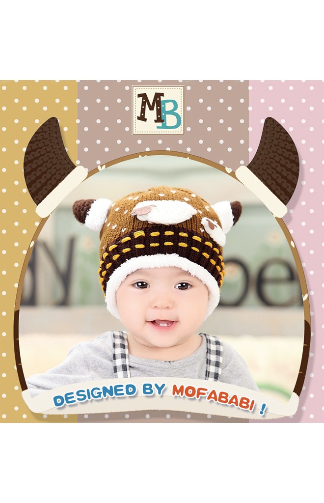 หมวกไหมพรมมีเขา แต่งรูปแกะแม่ลูกน่ารัก MOFABABI