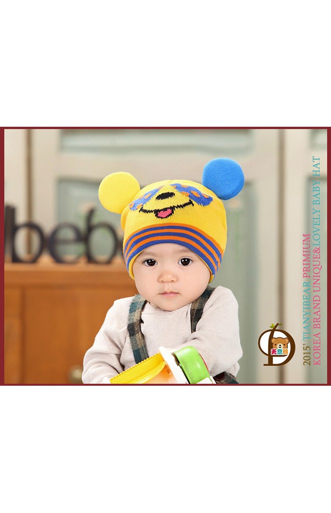 หมวกมิกกี้ใส่แว่น ขอบลายขวาง