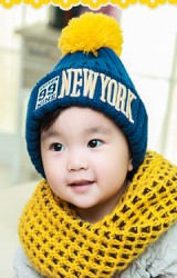 หมวกไหมพรมเด็ก ปักอักษร 99 NEW YORK ยี่ห้อ BIKABIKA