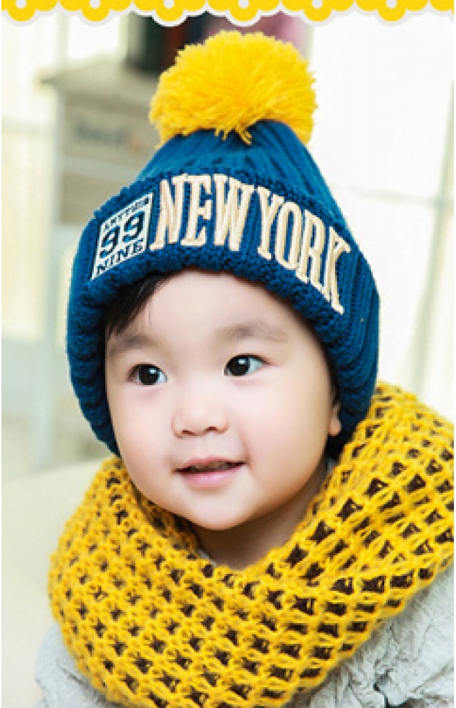 หมวกไหมพรมเด็ก ปักอักษร 99 NEW YORK ยี่ห้อ BIKABIKA