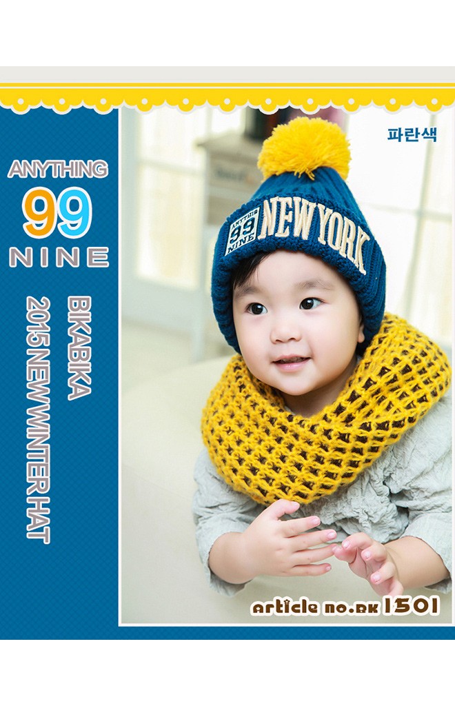 หมวกไหมพรมเด็ก ปักอักษร 99 NEW YORK ยี่ห้อ BIKABIKA