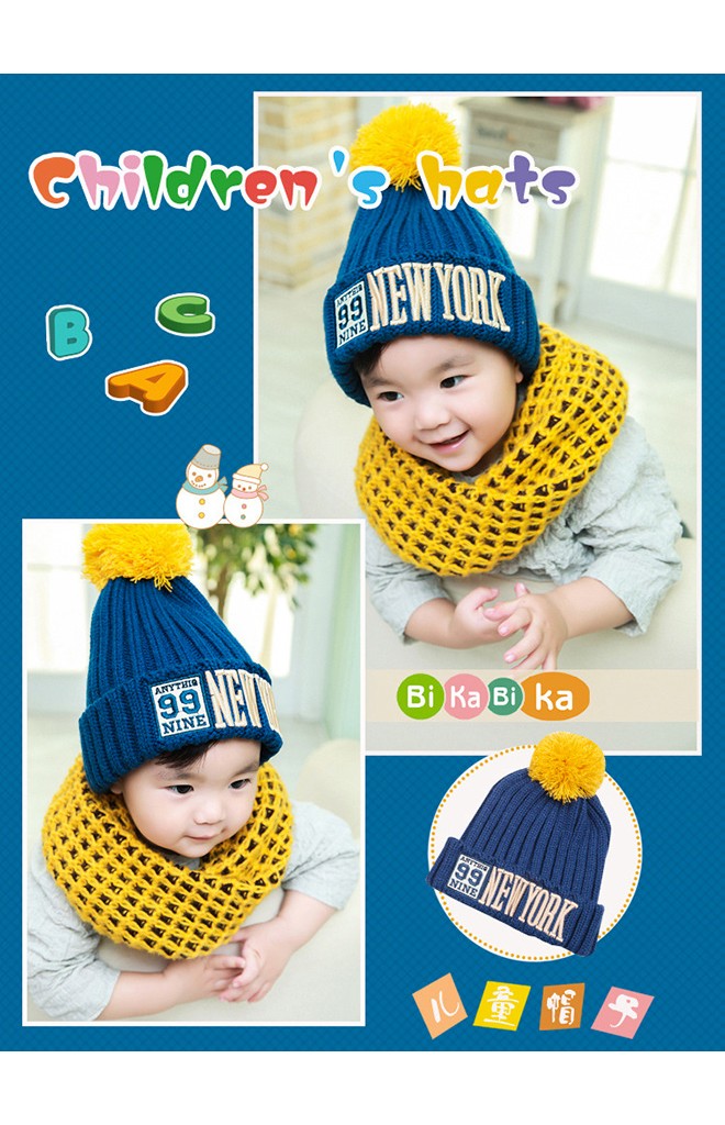 หมวกไหมพรมเด็ก ปักอักษร 99 NEW YORK ยี่ห้อ BIKABIKA