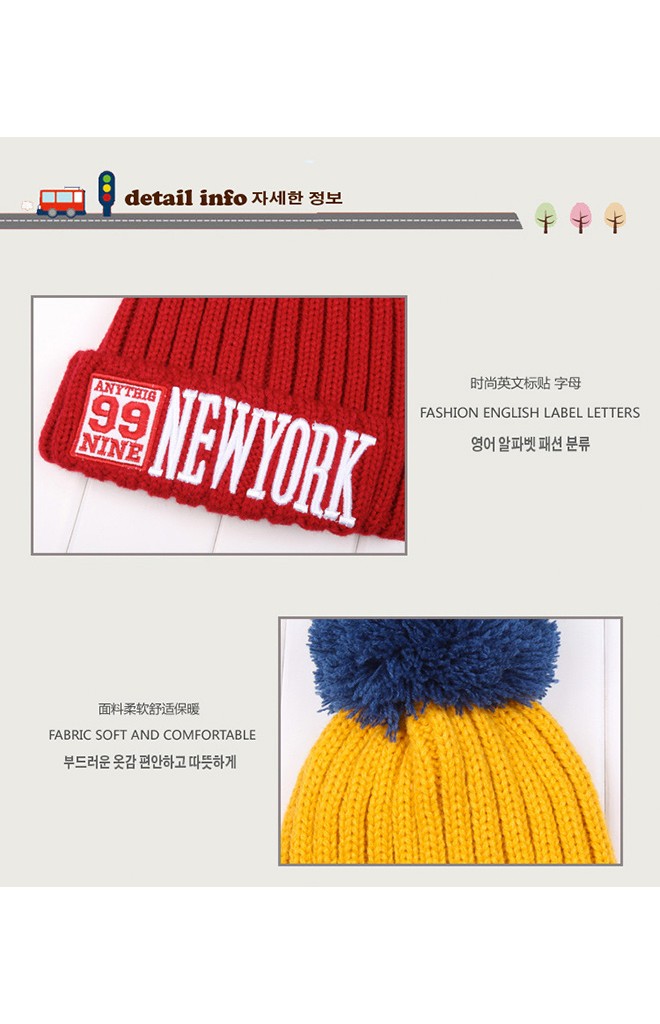หมวกไหมพรมเด็ก ปักอักษร 99 NEW YORK ยี่ห้อ BIKABIKA