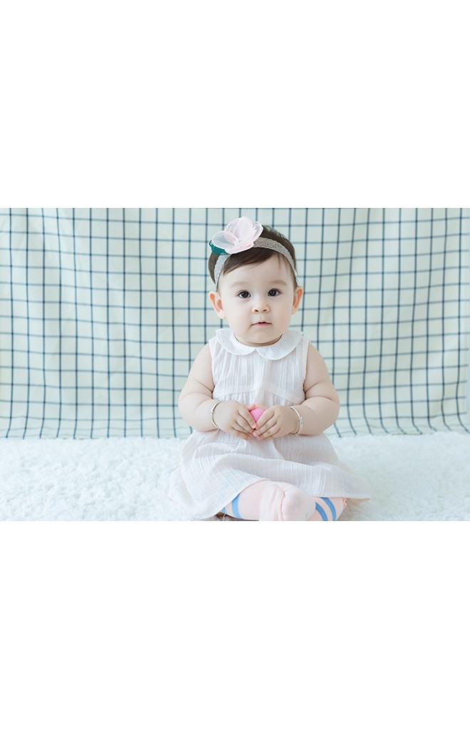 สายคาดผมแต่งดอกไม้สวย สายคาดลูกไม้เทา