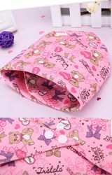 Microfiber Baby Bibs ผ้ากันเปื้อนสามเหลี่ยม สีชมพูลายหมี