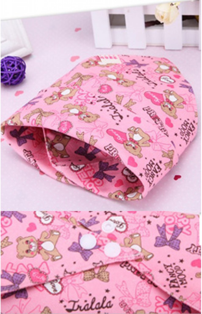 Microfiber Baby Bibs ผ้ากันเปื้อนสามเหลี่ยม สีชมพูลายหมี Microfiber Baby Bibs ผ้ากันเปื้อนสามเหลี่ยม สีชมพูลายหมี