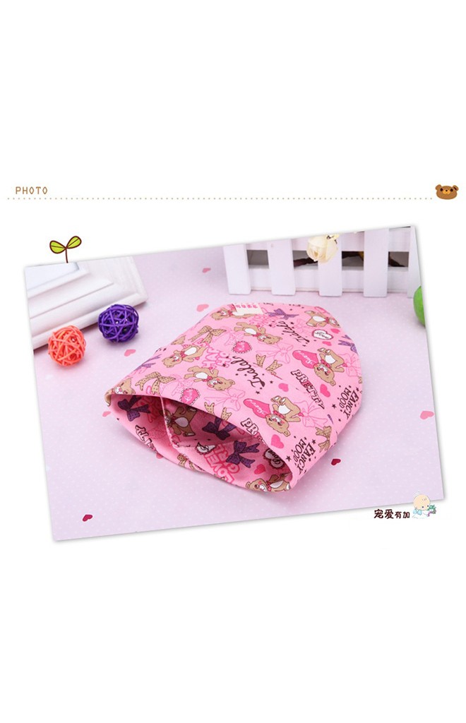 Microfiber Baby Bibs ผ้ากันเปื้อนสามเหลี่ยม สีชมพูลายหมี