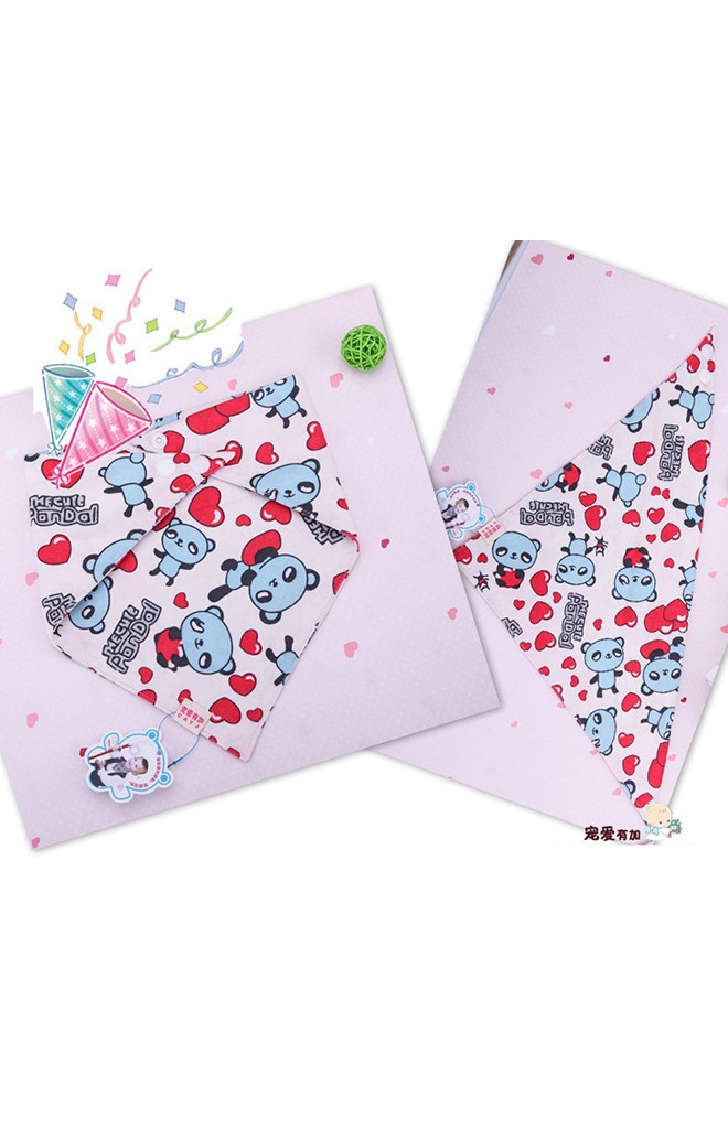 Microfiber Baby Bibs ผ้ากันเปื้อนสามเหลี่ยม สีขาว ลายหมีแพนด้า