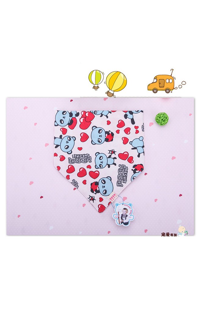Microfiber Baby Bibs ผ้ากันเปื้อนสามเหลี่ยม สีขาว ลายหมีแพนด้า