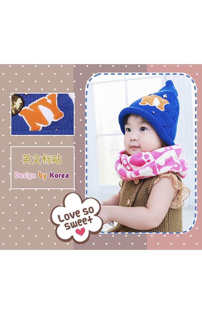 หมวกไหมพรมเด็กปลายแหลม แต่งมิกกี้และอักษร NY ยี่ห้อ BIKABIKA