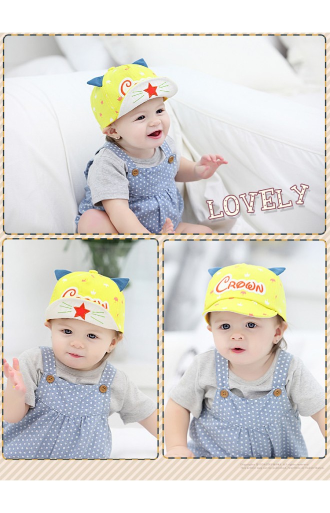 หมวกแก๊ปลายมงกุฎ แต่งหูและหน้าแมว ปักอักษร Crown จาก GZMM