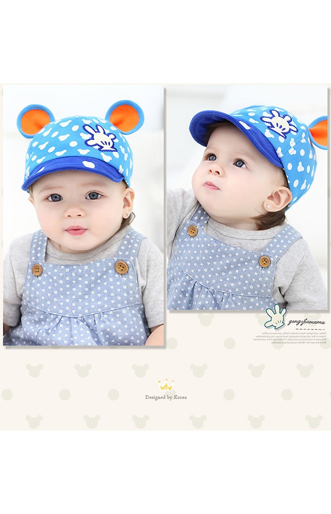 หมวกแก๊ปมิกกี้ ตัวหมวกสกีนลายมิกกี้ แต่งหูน่ารักจาก GZMM