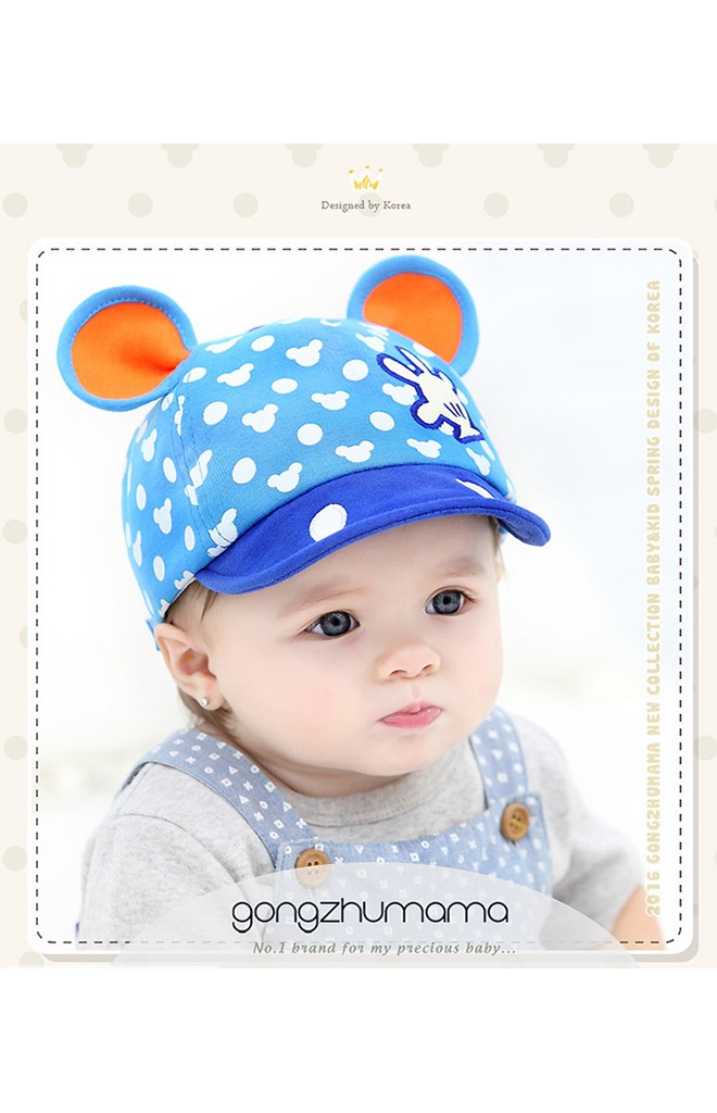 หมวกแก๊ปมิกกี้ ตัวหมวกสกีนลายมิกกี้ แต่งหูน่ารักจาก GZMM