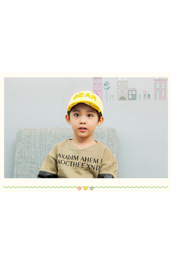 หมวกแก๊ปเด็กลายทาง ปักอักษร BEAR จาก Lemonkid
