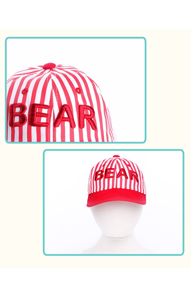 หมวกแก๊ปเด็กลายทาง ปักอักษร BEAR จาก Lemonkid