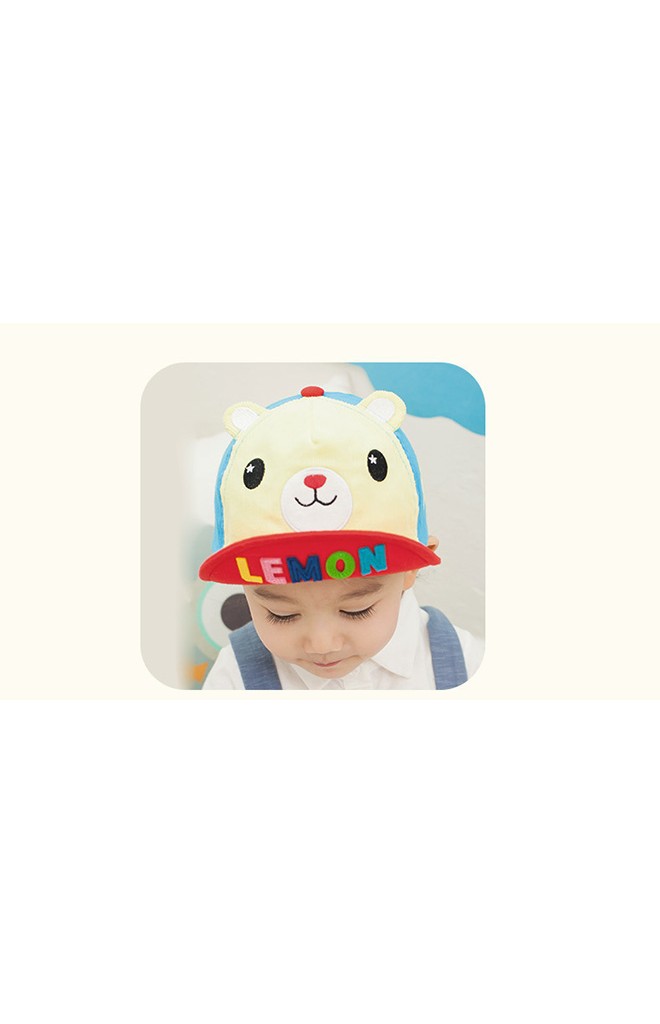 หมวกแก๊ปเด็กหน้าหมี ใต้ปีกหมวกแต่งอักษร LEMON จาก Lemonkid