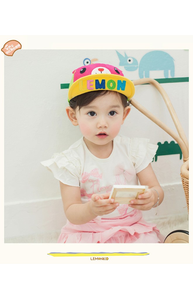 หมวกแก๊ปเด็กหน้าหมี ใต้ปีกหมวกแต่งอักษร LEMON จาก Lemonkid