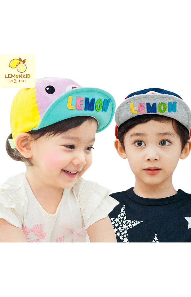 หมวกแก๊ปเด็กหน้าหมี ใต้ปีกหมวกแต่งอักษร LEMON จาก Lemonkid