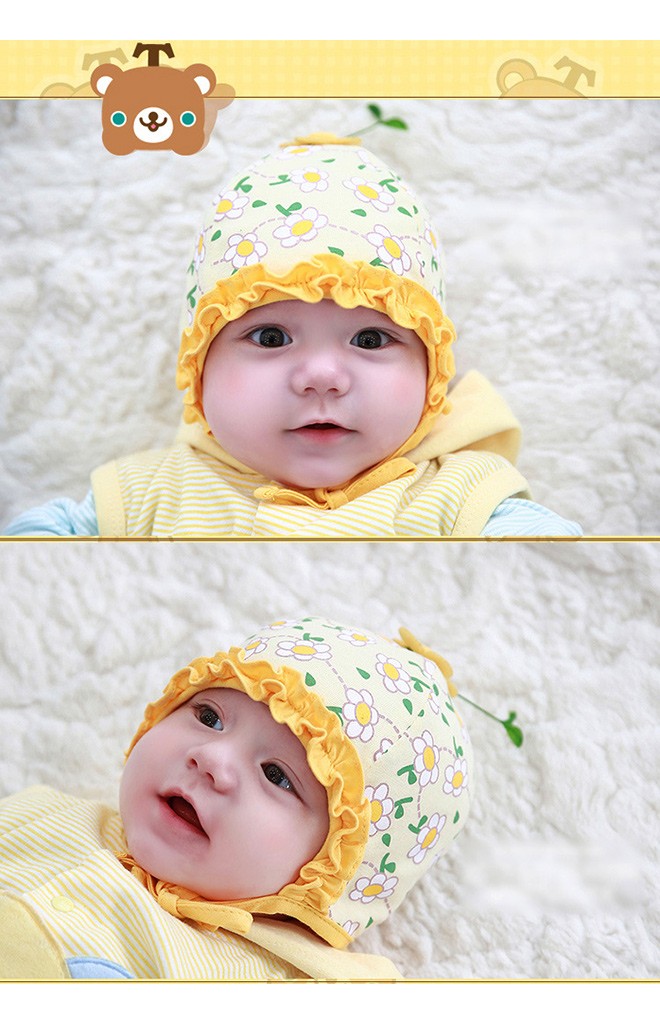 หมวกสาวน้อยลายดอกไม้ ระบายสีเข้มช่วงขอบหมวก จาก TUTUYA