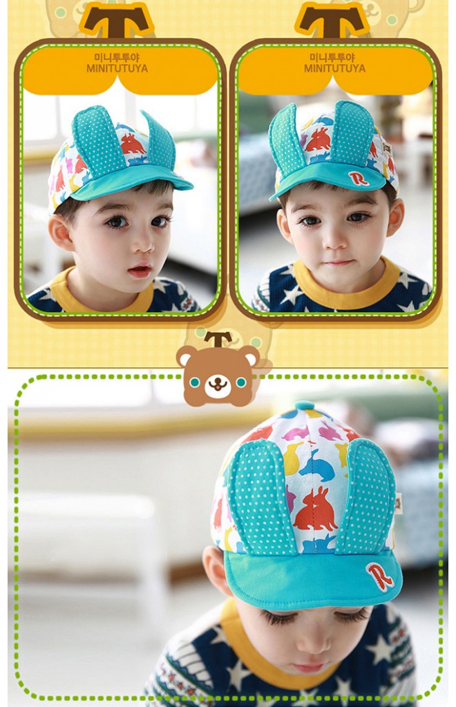 หมวกแก๊ปลายกระต่ายแต่งหูกระต่ายยาว จาก TUTUYA