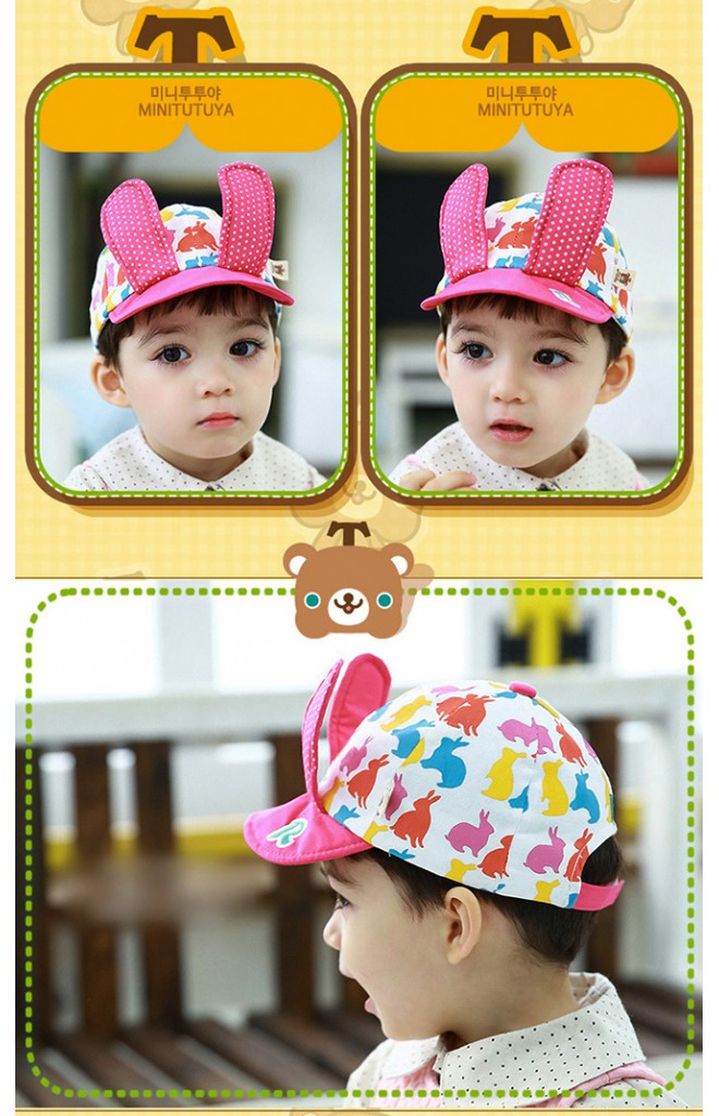หมวกแก๊ปลายกระต่ายแต่งหูกระต่ายยาว จาก TUTUYA